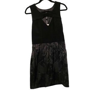 Women’s Walter Baker Black/Grey Flocking & Ottoman Sleeveless Mini Dress NWT 10